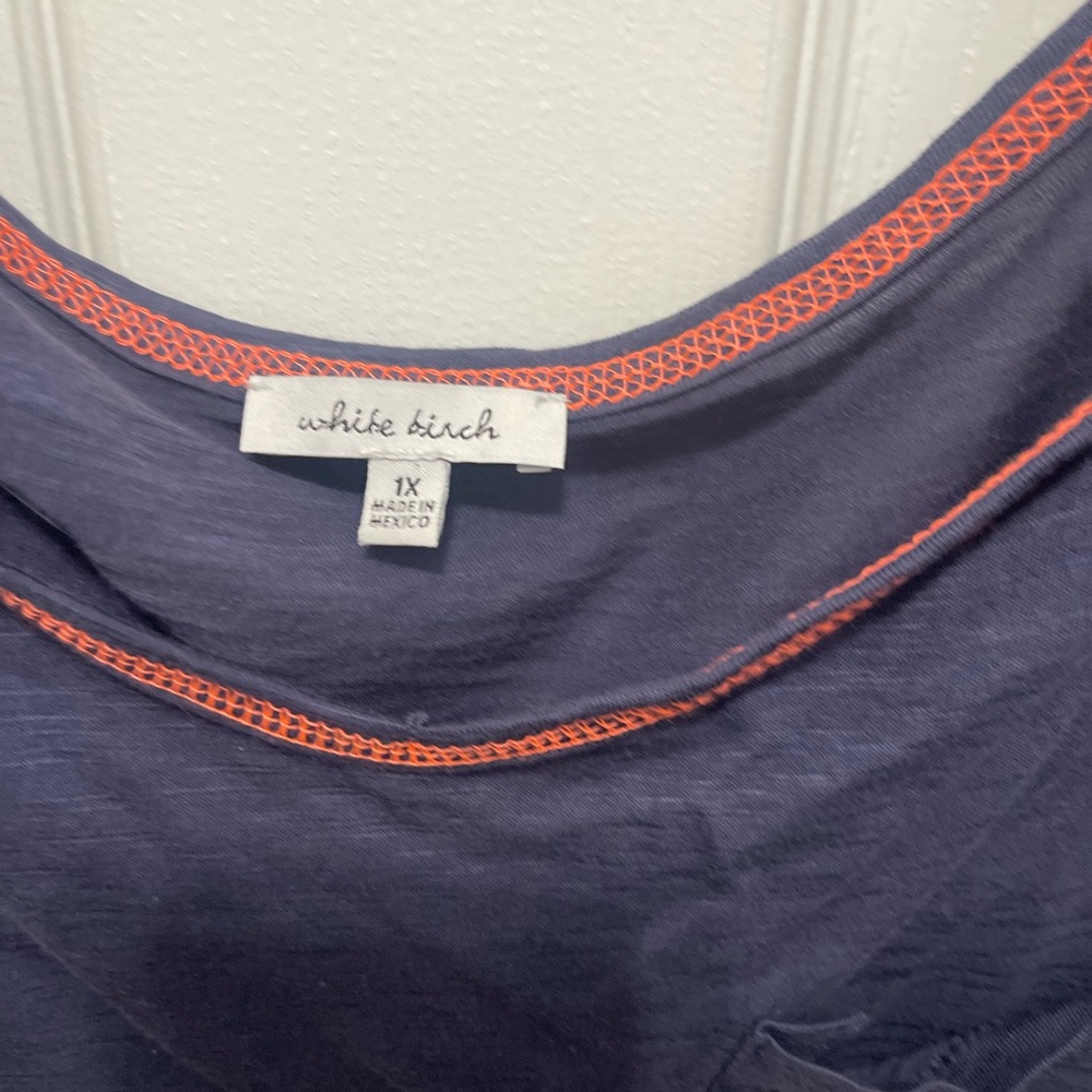 White Birch Boxy Blue shortSleeve Blouse - Picture 5 of 11